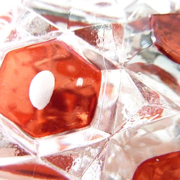 Vintage Red Block Glass Tumbler with Grape Vines, chipped rim - Picture 5 of 7